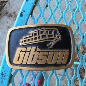 Vintage Gibson House Boat Belt Buckle Dyna Buckle Solid Bronze Made In Usa